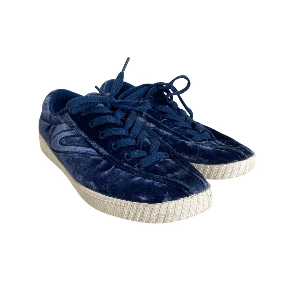 Madewell x Tretorn Blue Velvet Low Tops Lace up Sneakers Shoes Size 9